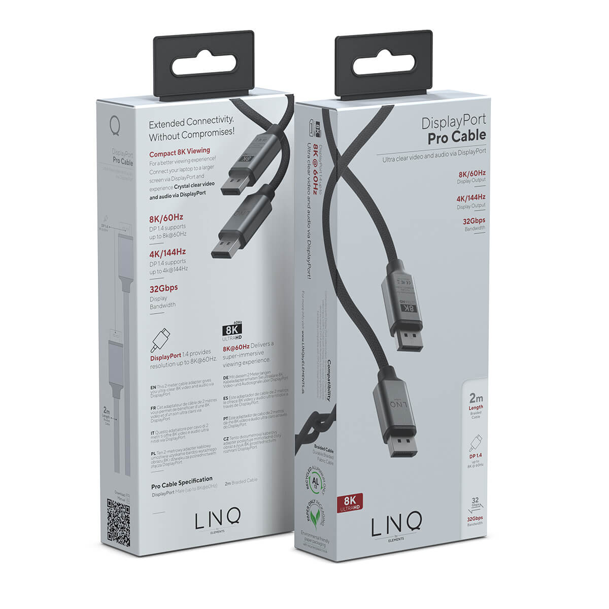 LINQ - 8K/60Hz Pro Kabel DisplayPort na DisplayPort 2m - Space Gray