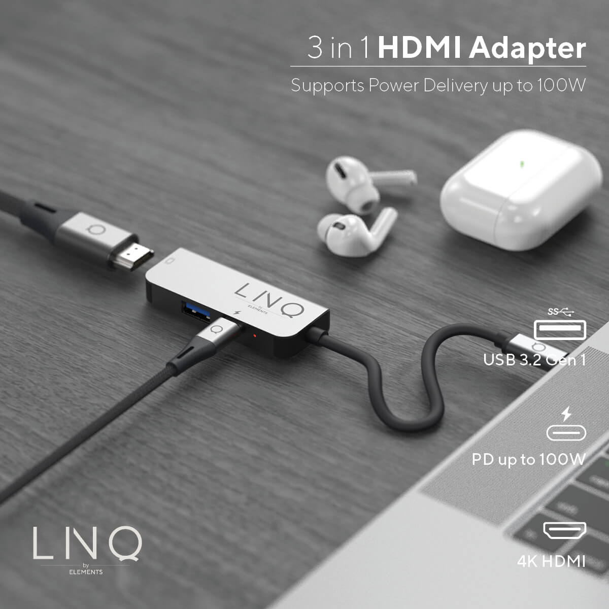 Linq - Hub 3 in 1 USB- C -  dostepne złacza