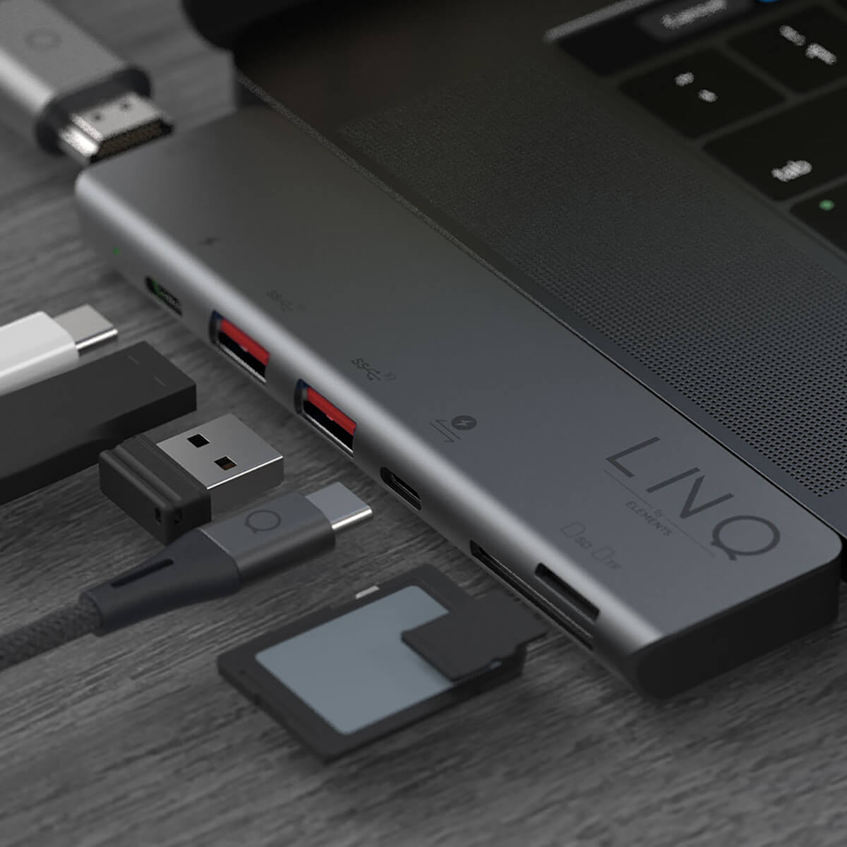 LINQ - Hub 7in2 Pro USB-C MacBook TB Multiport - Szary