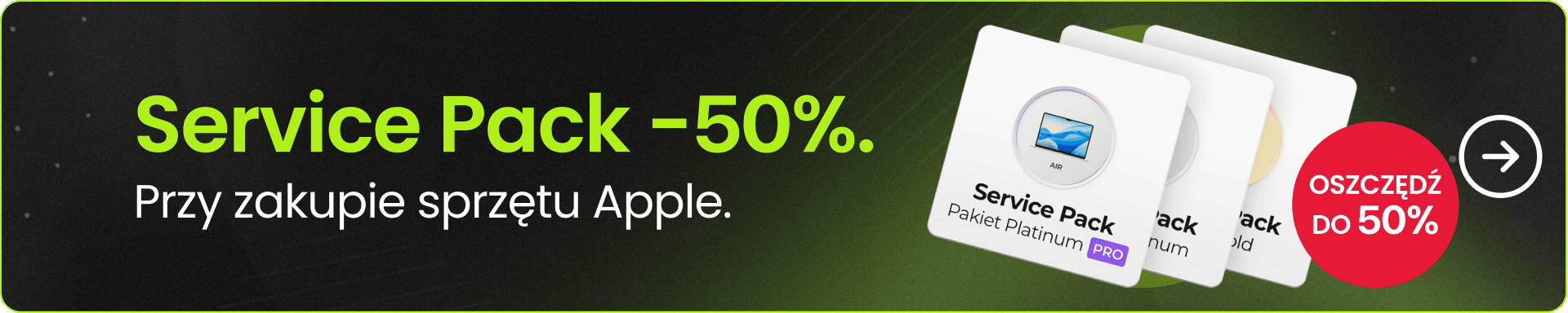 Service Pack 50% taniej przy zakupie sprzętu Apple