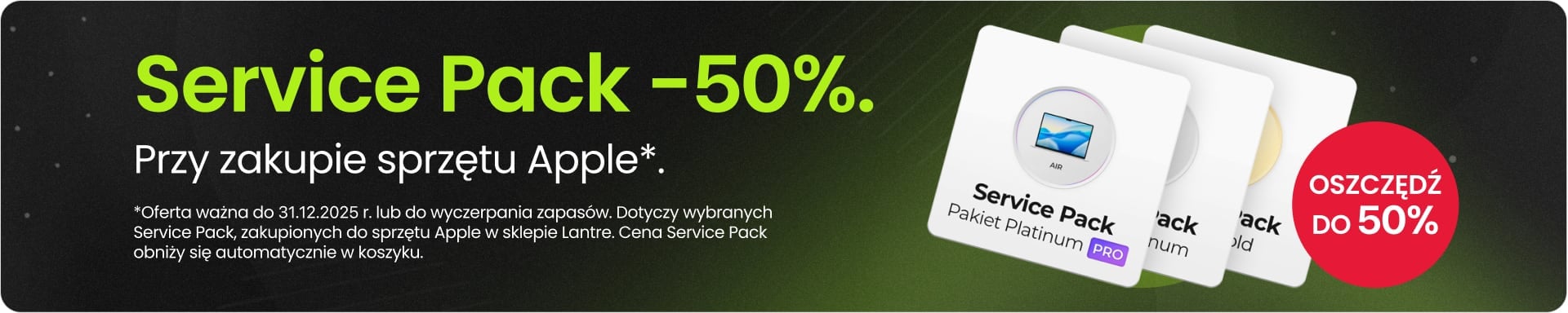 Service Pack 50% taniej przy zakupie sprzętu Apple