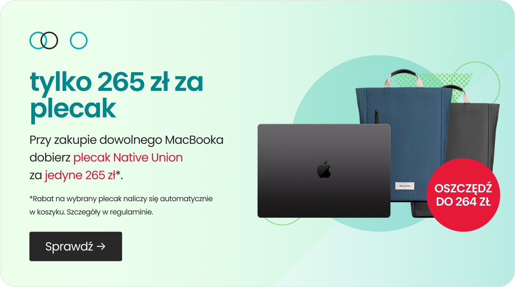 tylko 265 zł za plecak przy zakupie MacBooka