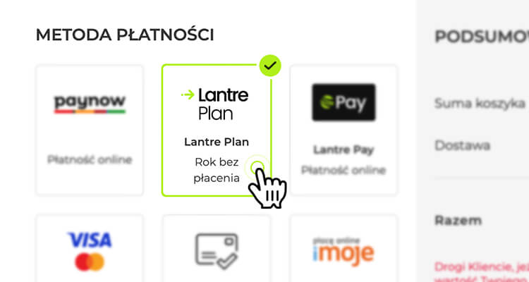 Wybierz metodę płatności Lantre Plan