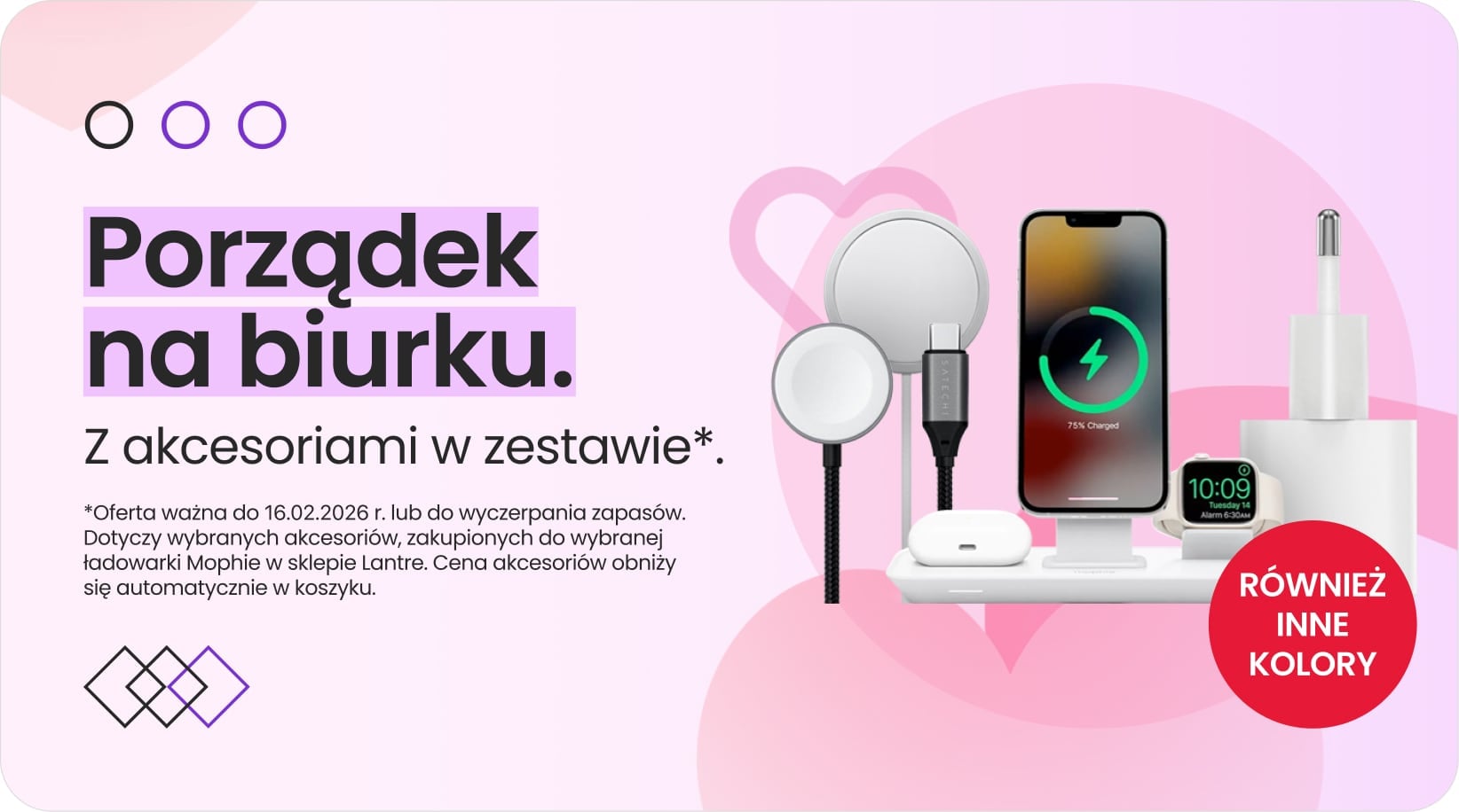 Porządek na biurku z akcesoriami w zestawie