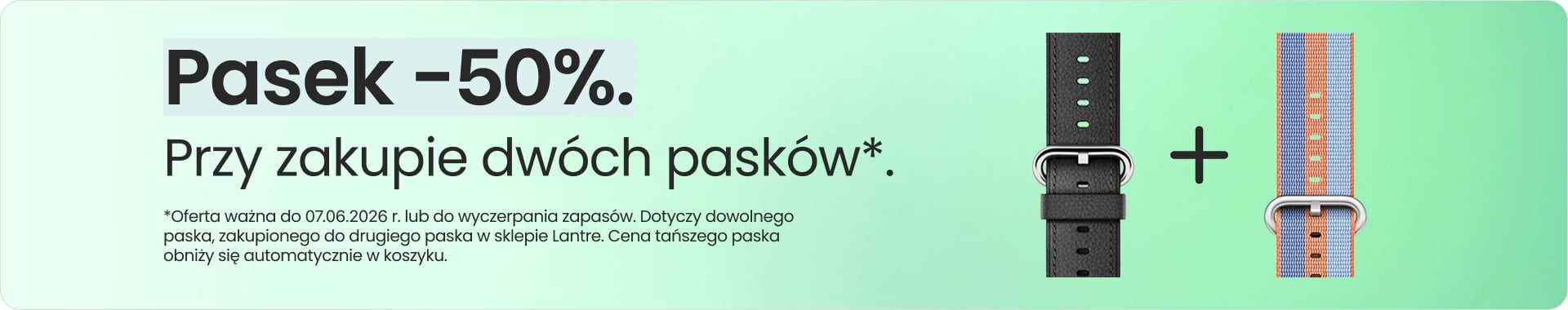 Pasek 50% taniej przy zakupie dw&oacute;ch pask&oacute;w