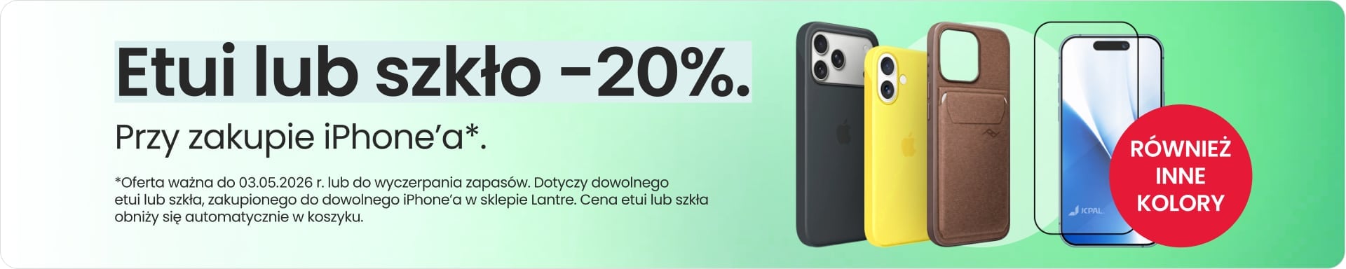Etui lub szkło 20% taniej przy zakupie iPhone'a