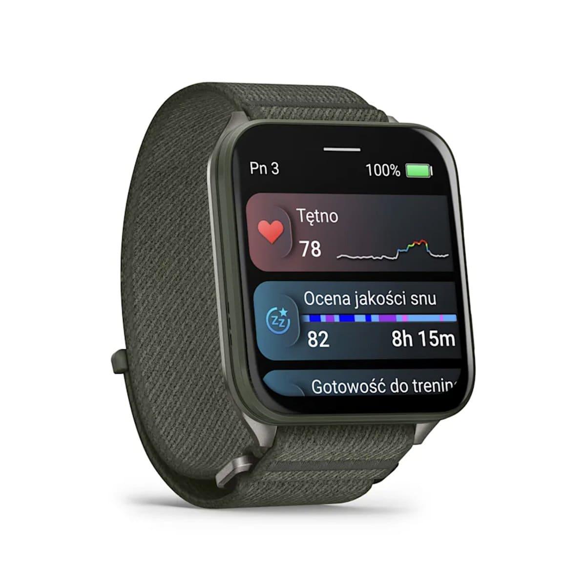Garmin Venu X1 Smartwatch z kopertą 51mm w kolorze mchu z tytanowym deklem i nylonowym paskiem ComfortFit w kolorze mchu