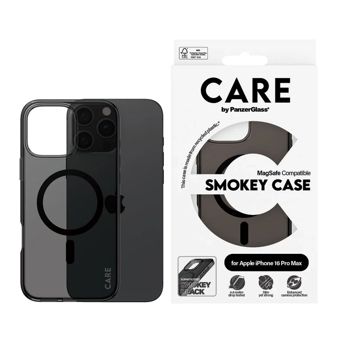 CARE by PanzerGlass Flagship Etui do iPhone 16 Pro Max z czarnym MagSafe - Smokey CARE by PanzerGlass Flagship Etui do iPhone 16 Pro Max z czarnym MagSafe - Smokey