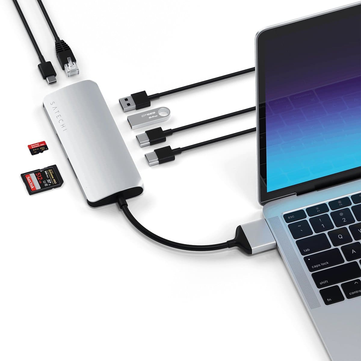Satechi USB-C Dual Multimedia HUB Ethernet / 2 xHDMI / 2xUSB 3.0 / USB-C(PD) / SD / microSD / Srebrny (Silver) Satechi USB-C Dual Multimedia HUB Ethernet / 2 xHDMI / 2xUSB 3.0 / USB-C(PD) / SD / microSD / Srebrny (Silver)