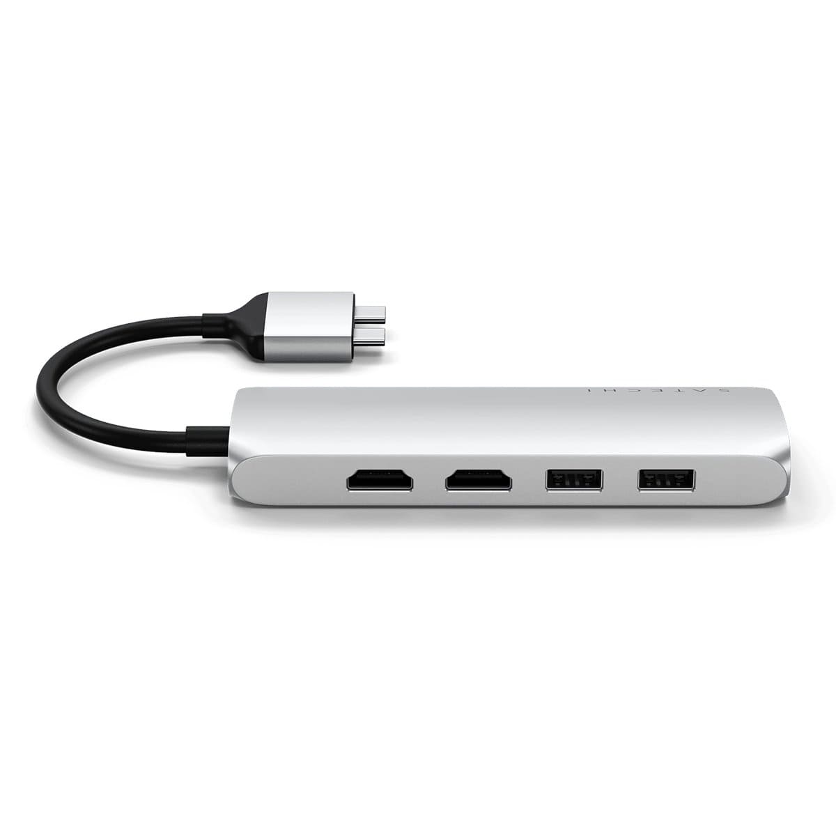 Satechi USB-C Dual Multimedia HUB Ethernet / 2 xHDMI / 2xUSB 3.0 / USB-C(PD) / SD / microSD / Srebrny (Silver) Satechi USB-C Dual Multimedia HUB Ethernet / 2 xHDMI / 2xUSB 3.0 / USB-C(PD) / SD / microSD / Srebrny (Silver)