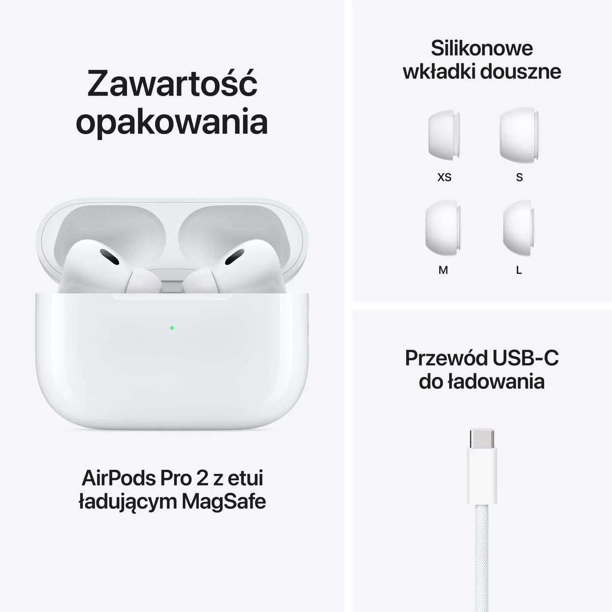 AirPods Pro (2. generacji) z etui ładującym MagSafe (USB‑C) AirPods Pro (2. generacji) z etui ładującym MagSafe (USB‑C)