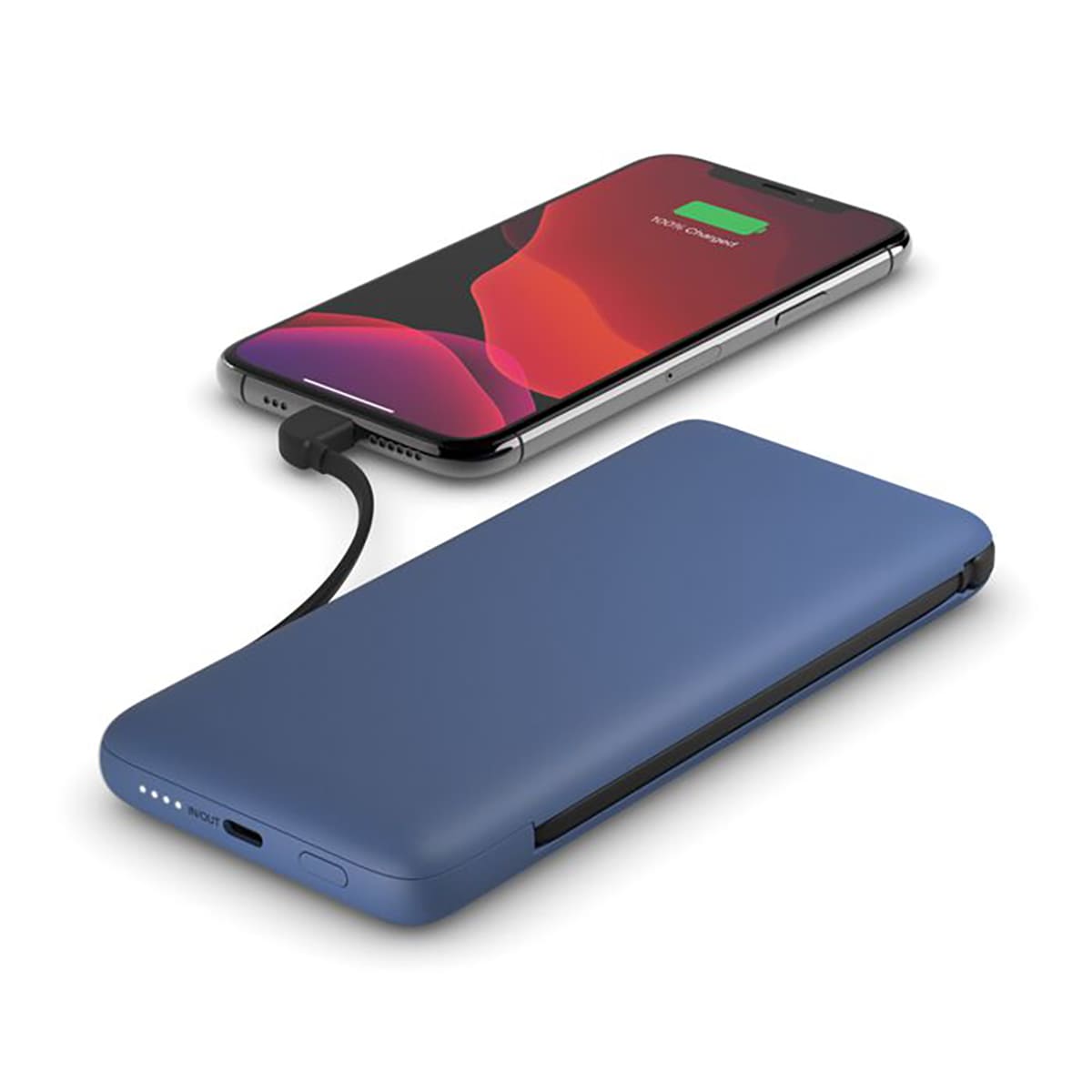 Belkin PowerBank 10 000mAh z kablami USB-C/ Lightning - Niebieski
