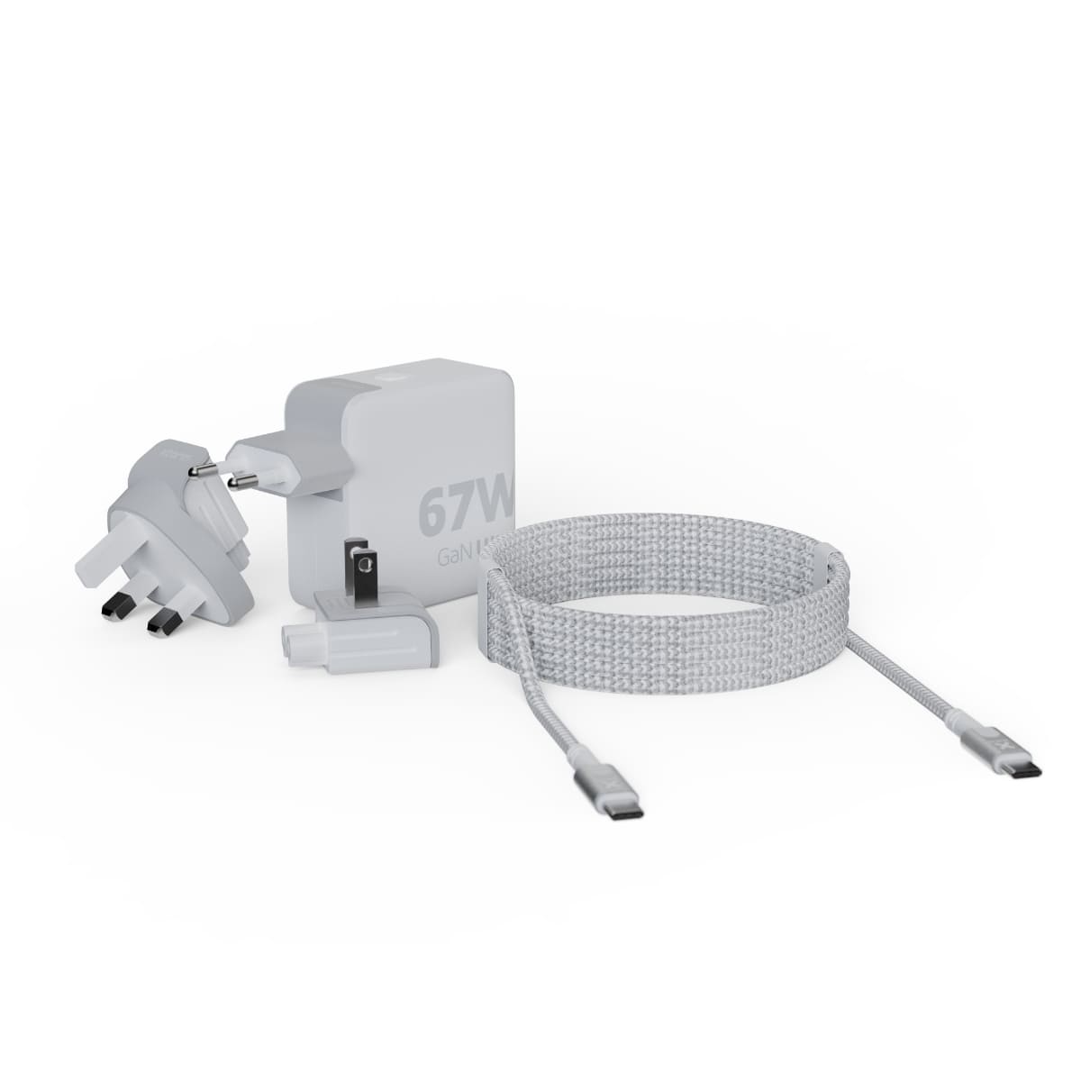 Xtorm GaN Ultra Ładowarka turystyczna 67W wtyczki EU/US/UK + kabel USB-C PD - Biała Xtorm GaN Ultra Ładowarka turystyczna 67W wtyczki EU/US/UK + kabel USB-C PD - Biała