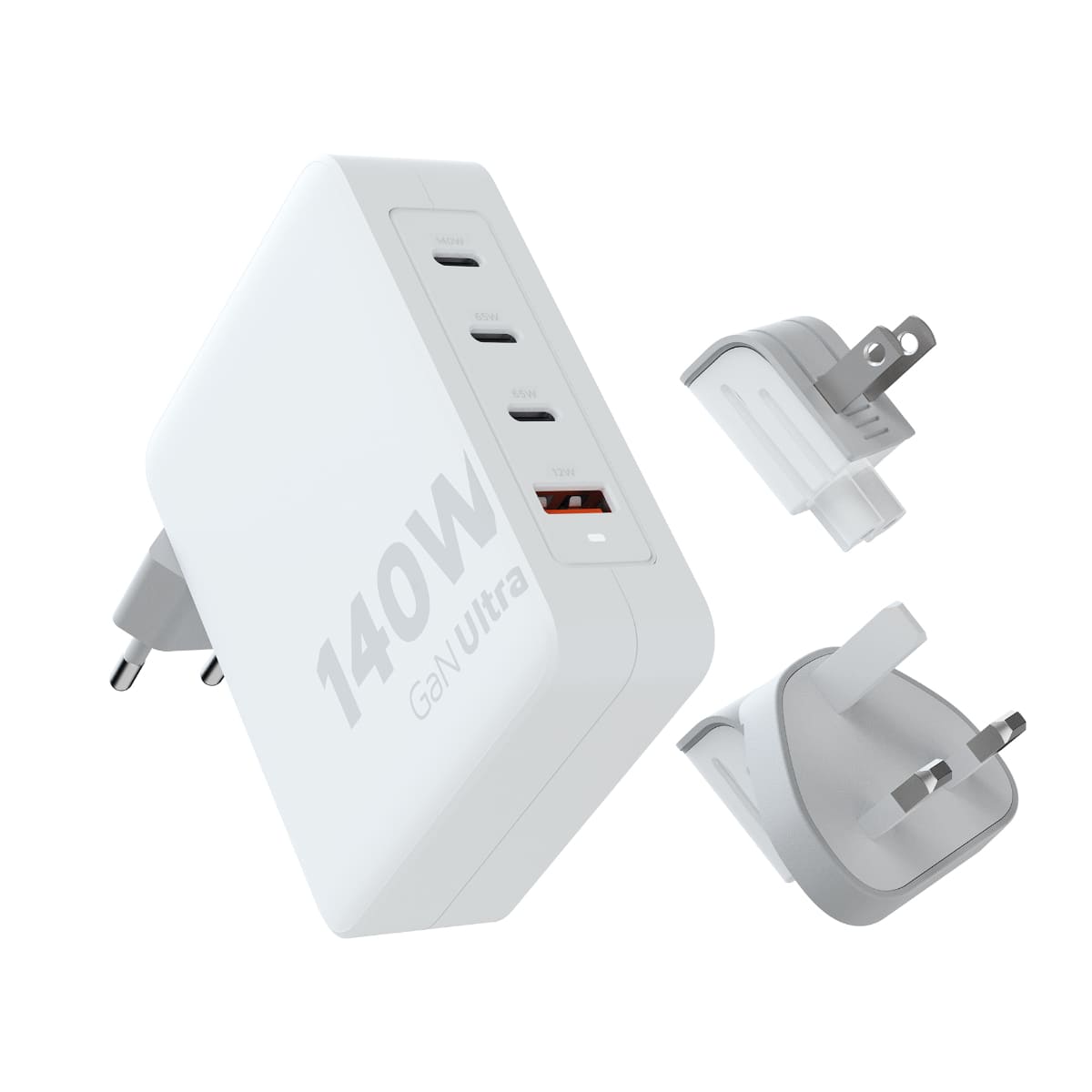 Xtorm GaN Ultra Ładowarka turystyczna 140W wtyczki EU/US/UK + kabel USB-C PD - Biała Xtorm GaN Ultra Ładowarka turystyczna 140W wtyczki EU/US/UK + kabel USB-C PD - Biała