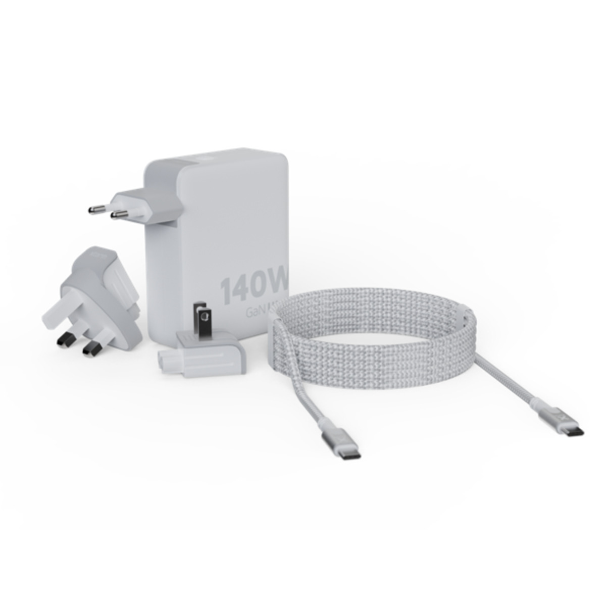 Xtorm GaN Ultra Ładowarka turystyczna 140W wtyczki EU/US/UK + kabel USB-C PD - Biała Xtorm GaN Ultra Ładowarka turystyczna 140W wtyczki EU/US/UK + kabel USB-C PD - Biała