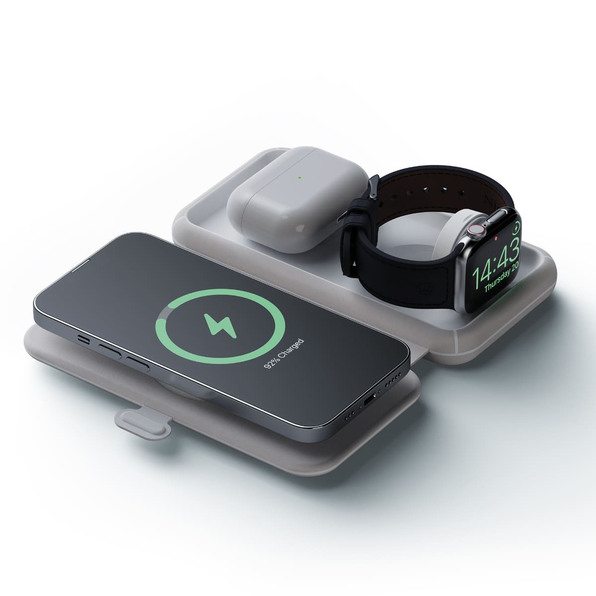 Xtorm Wireless Travel Chargers Składana bezprzewodowa ładowarka podróżna 3w1 15W - Szara Xtorm Wireless Travel Chargers Składana bezprzewodowa ładowarka podróżna 3w1 15W - Szara