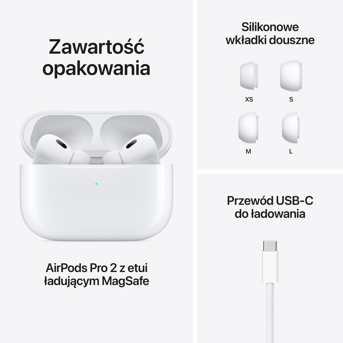 AirPods Pro (2. generacji) z etui ładującym MagSafe (USB‑C) AirPods Pro (2. generacji) z etui ładującym MagSafe (USB‑C)