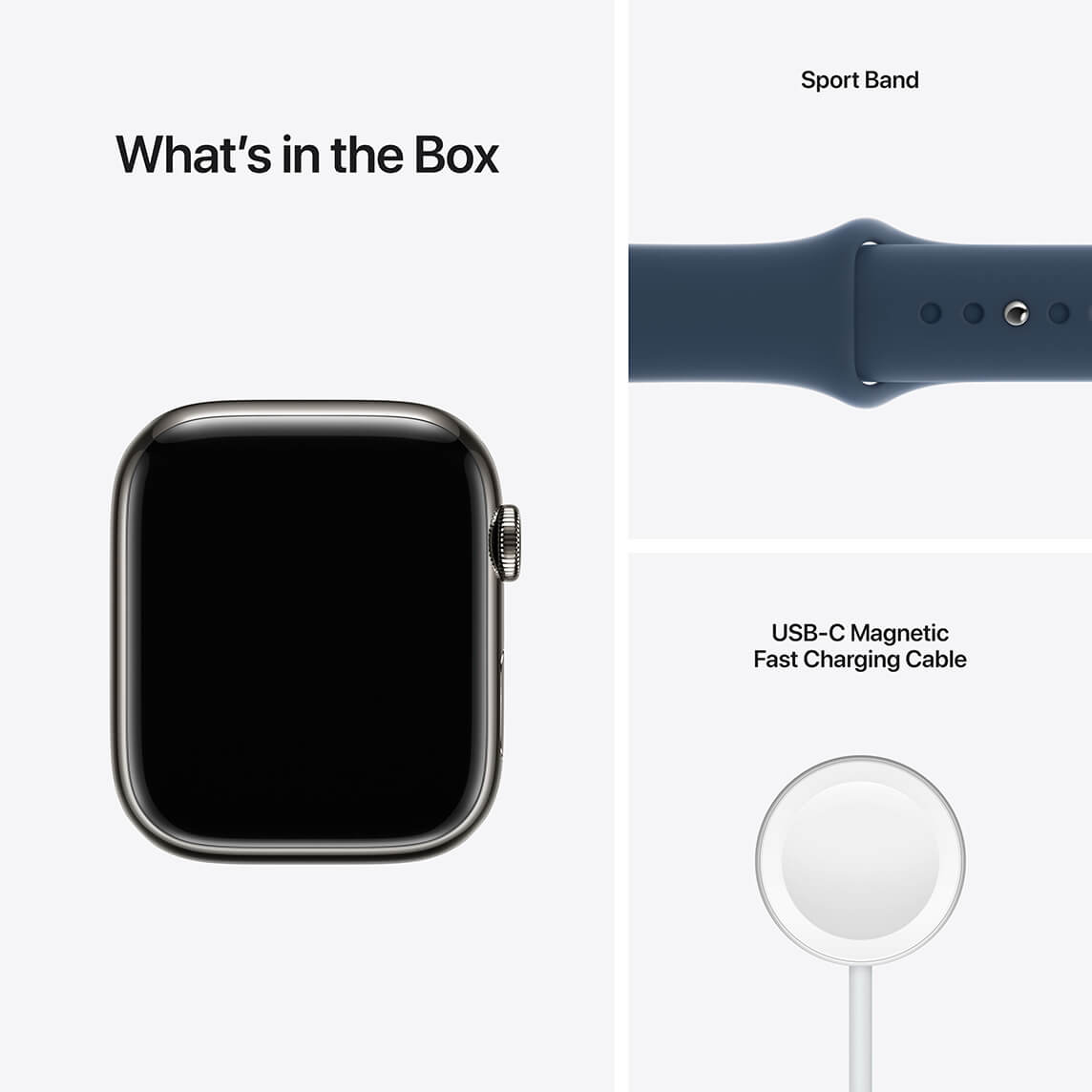 Apple Watch Series 7 45mm GPS + Cellular (LTE) Koperta ze stali nierdzewnej  w kolorze grafitowym z paskiem sportowym w kolorze błękitnej toni - MKL23WB/ A | Cena, Raty, Promocje w Sklepie Lantre