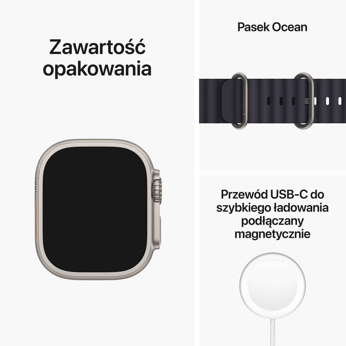 Apple Watch Ultra GPS + Cellular Koperta 49mm z Tytanu z Paskiem Ocean w kolorze północy- zestaw