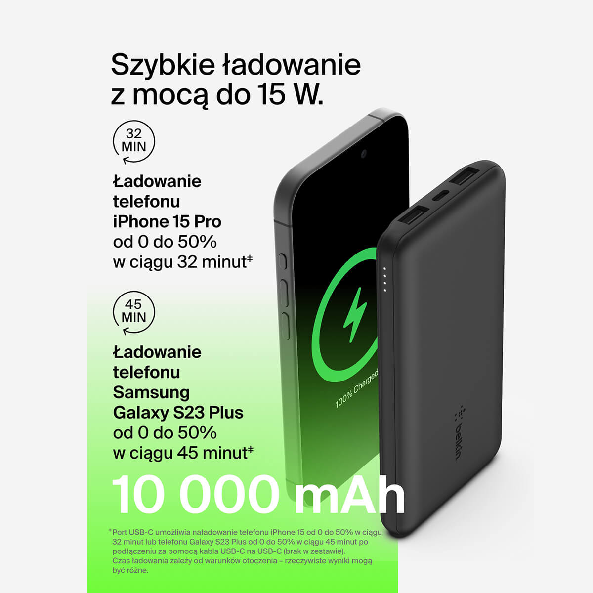 Belkin Powerbank 10 000 mAh 2x USB-A i 1x USB-C