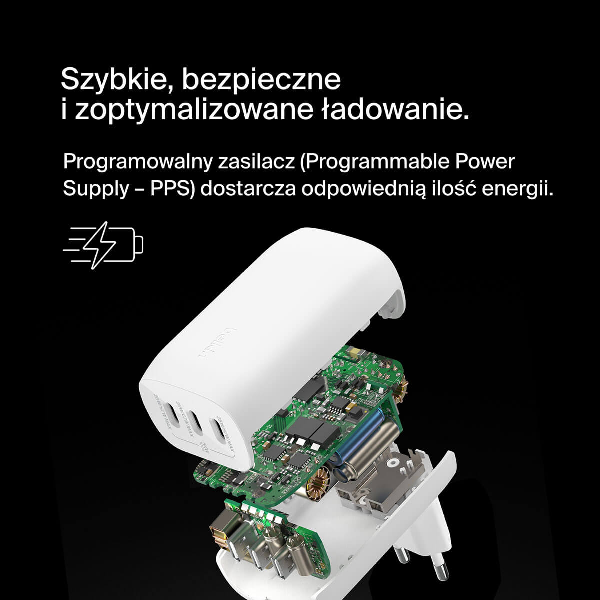 Belkin BoostCharge Ładowarka sieciowa 3 x USB-C 67W - biała PPS