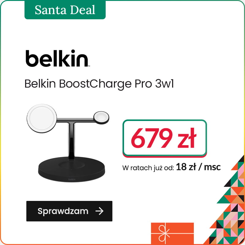 Belkin BoostCharge Pro Bezprzewodowa podstawka ładująca 3w1 MagSafe - Czarna