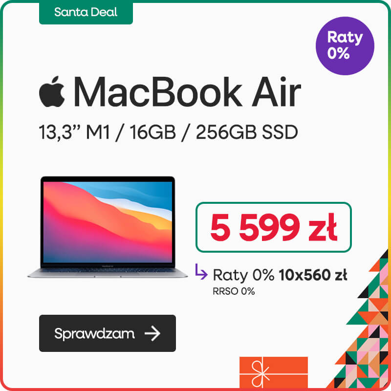 Apple MacBook Air 13,3" M1 / 16GB / 256GB SSD / Gwiezdna Szarość 