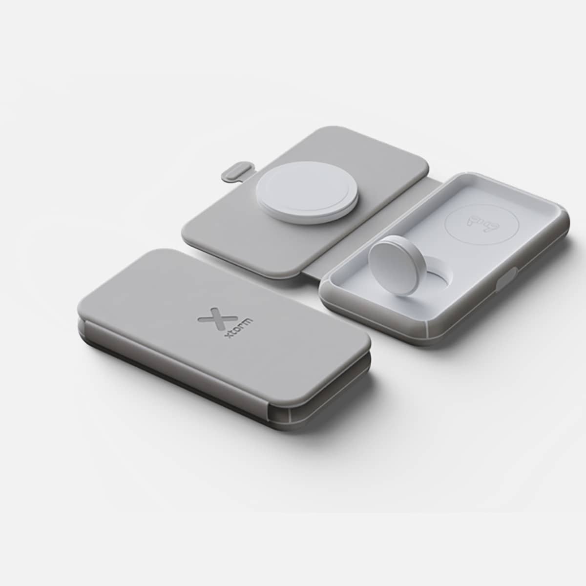 Xtorm Wireless Travel Chargers Składana bezprzewodowa ładowarka podróżna 3w1 15W - Szara